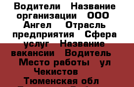 Водители › Название организации ­ ООО “Ангел“ › Отрасль предприятия ­ Сфера услуг › Название вакансии ­ Водитель › Место работы ­ ул.Чекистов 26 - Тюменская обл., Тюмень г. Работа » Вакансии   . Тюменская обл.